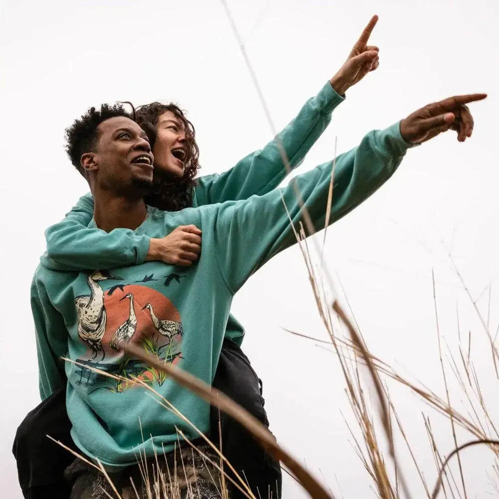 Retro style Crewneck * Sandhill Crane Vibrant Sweatshirt - Picture 2 of 5